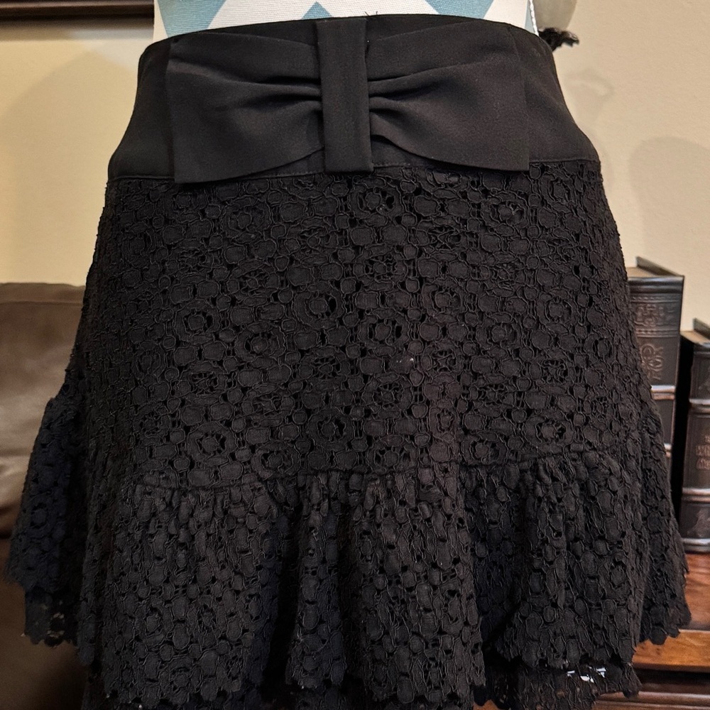 “Wet Seal” Elegant Black Lace Skirt with Bow